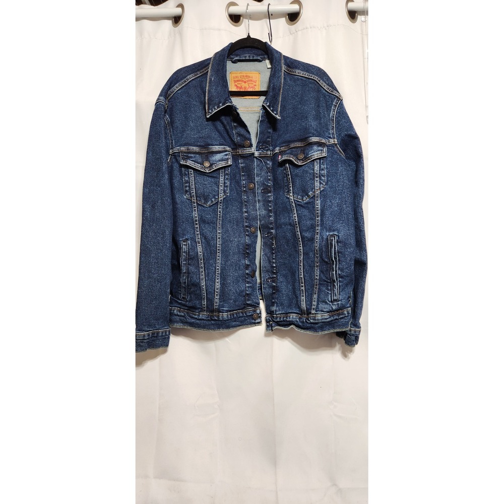 Levis Mens Standard Trucker Denim‎ Jacket Medium Wash Blue XL 72334-0322